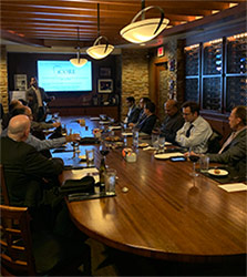  Dr. Ronak Patel hosts a cartilage case discussion dinner for sports medicine specialists in the region.